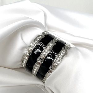 Crystal and Black Enamel Bracelet NWOT